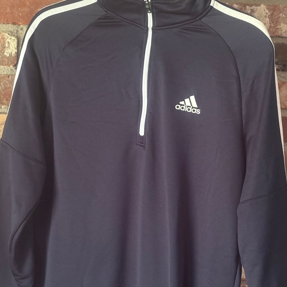 Adidas Dark Blue Golf Pullover with White Trim